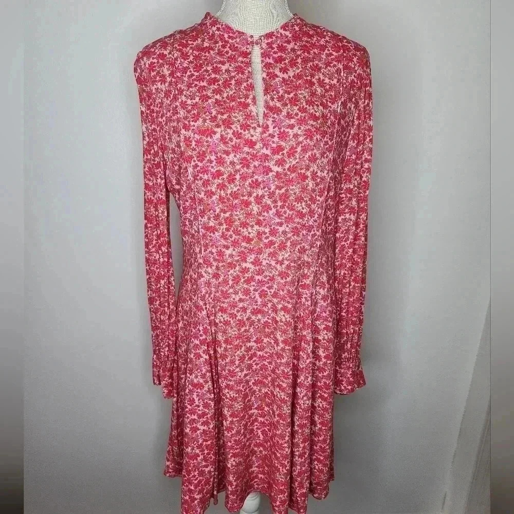 A loves a floral cherry print dress size L rayon - Picture 2 of 15